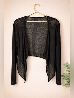 Ricki’s Black Open‑Front Cardigan – Lightweight Layering Piece | Size M